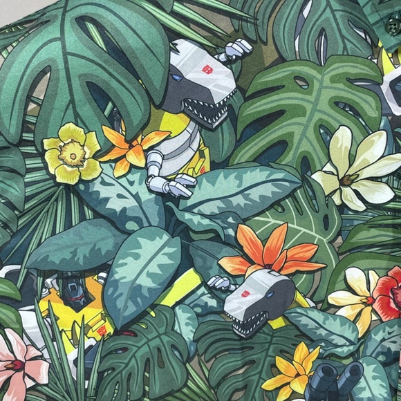 RSVLTS Transformers Shirt Mens 3XL button up tropical floral dinosaur casual - Picture 4 of 11